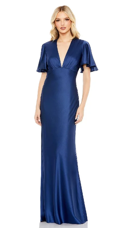 Formal Dress for Winter WeddingsMac Duggal Simple V-Neck Satin Formal Dress 554021