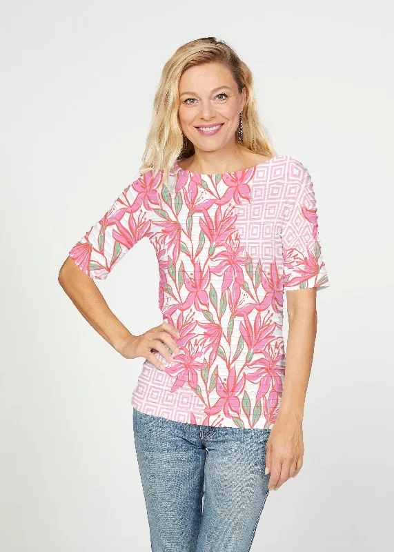 spaghetti strap women's topsA lot of Lillies (8088) ~ Banded Elbow Sleeve Boat Neck Top