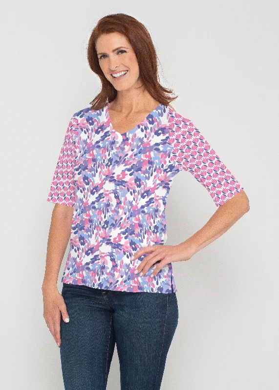 affordable women's topsLillypad Pink (10190) ~ Signature Elbow Sleeve V-Neck Top