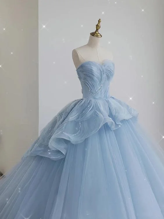 Formal Dress for Eco-Friendly ThemesGlamorous Blue Sweetheart Tulle Princess Dress,Blue Ball Gown,Blue Fairy Dress Y6472