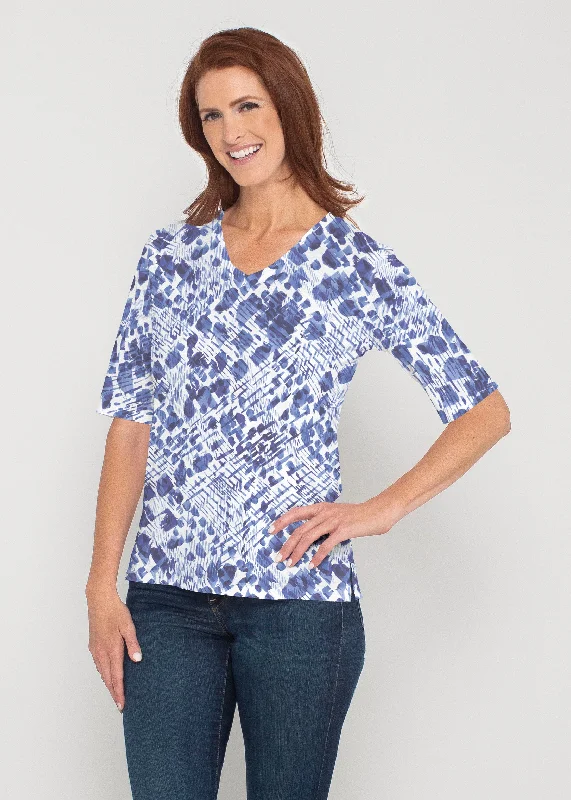 women's tops for casual FridaysSophia (8056) ~ Signature Elbow Sleeve V-Neck Top