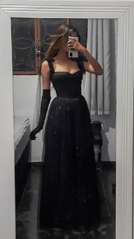 Formal Dress for Religious CeremoniesElegant Black A-line Long Evening Dress Formal Gown  Y2869