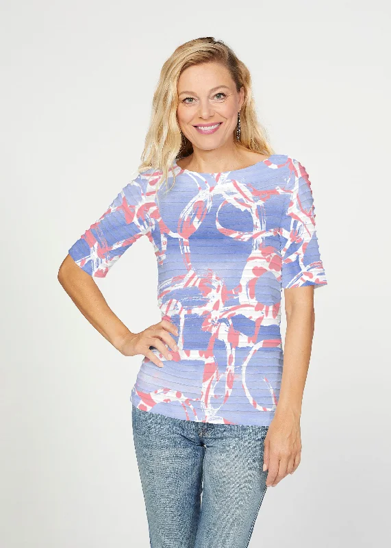 women's tops for those who want to elevate their everyday wear with chic and elegant piecesRound About Perri (16253) ~ Banded Elbow Sleeve Boat Neck Top