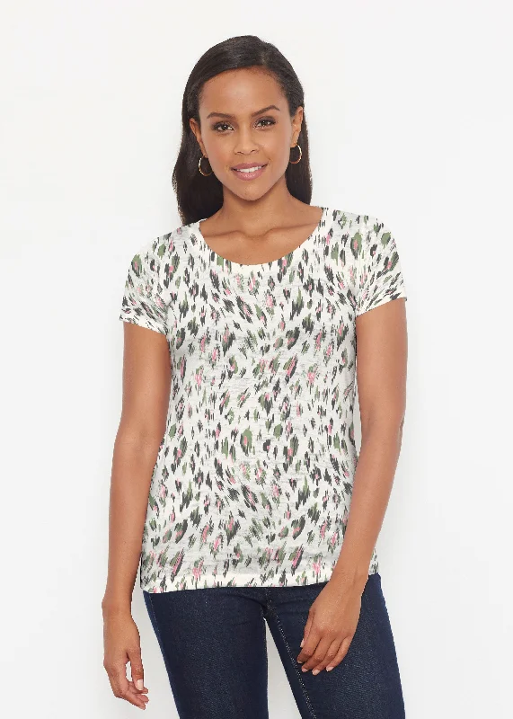 women's tops that offer a perfect blend of style, comfort, and affordabilityLeopard Bouquet (8019) ~ Short Sleeve Scoop Shirt