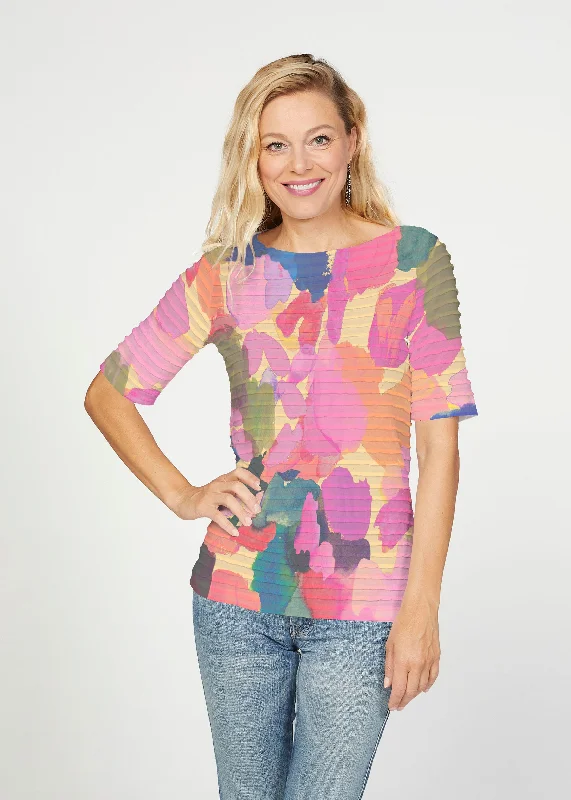 women's tops for those who value both quality and affordabilityHopscotch (17269) ~ Banded Elbow Sleeve Boat Neck Top