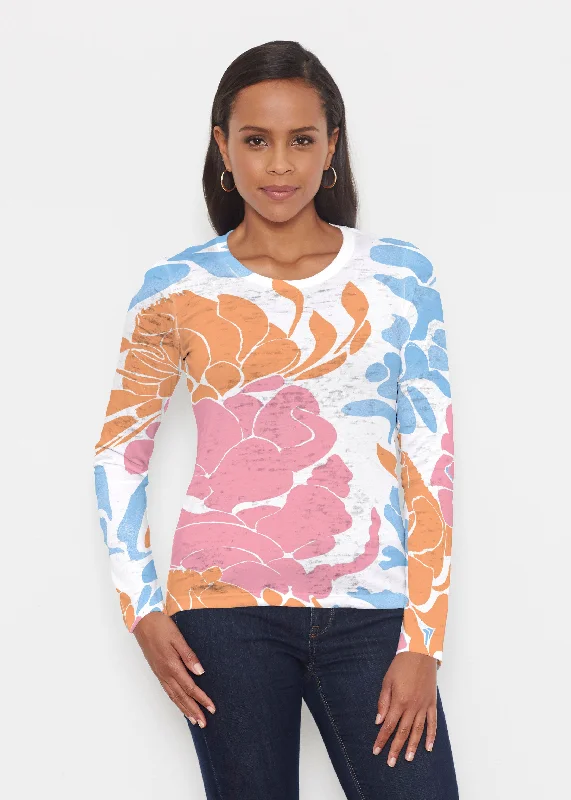 off-the-shoulder women's topsLotus Pink/Orange (23058) ~ Signature Long Sleeve Crew Shirt