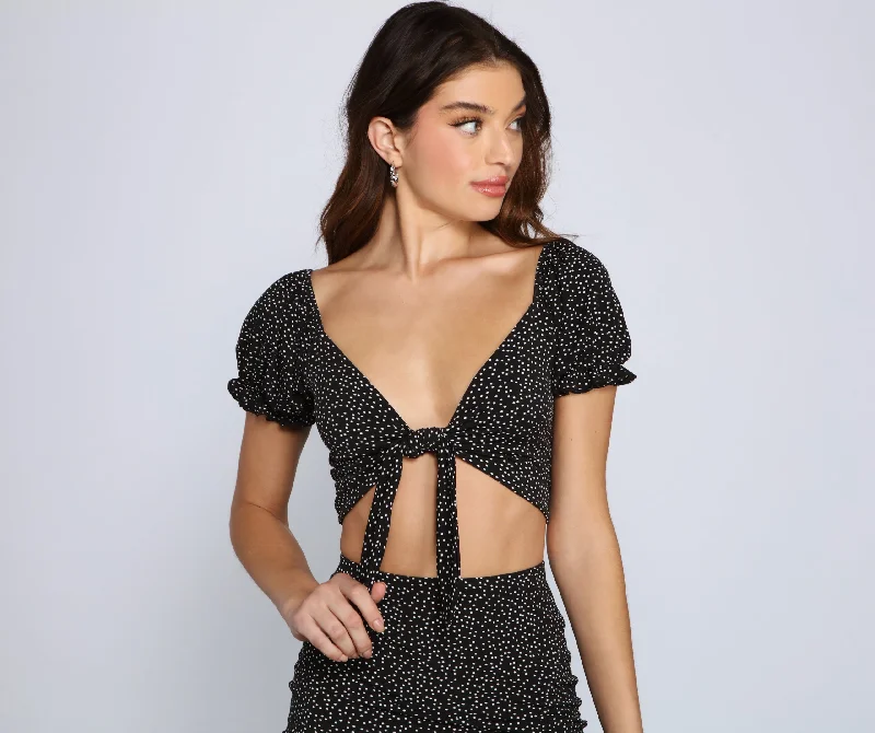 women's tops for wedding guest attirePolka Dot Perfection Crop Top