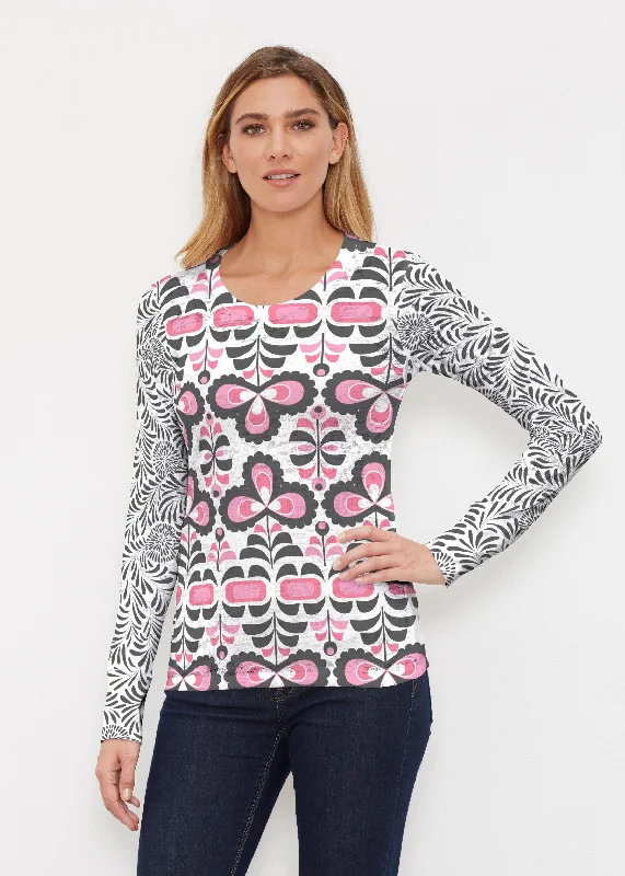 women's tops with spaghetti straps and deep V-necksLolly (8090) ~ Thermal Long Sleeve Crew Shirt