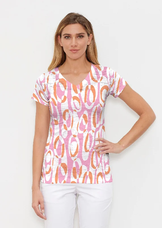 women's tops for summer festivalsLoop ta Loop Pink (8085) ~ Signature Cap Sleeve V-Neck Shirt