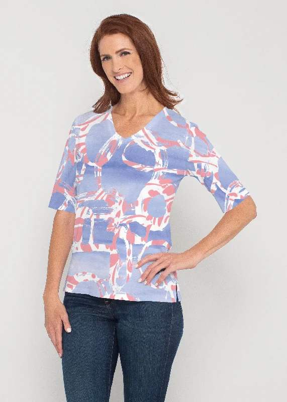 women's tops for those who believe in expressing their individuality through fashionRound About Perri (16253) ~ Signature Elbow Sleeve V-Neck Top