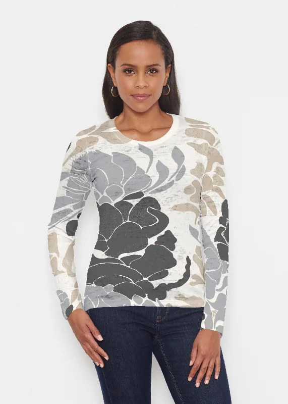 elegant women's topsLotus Grey (23057) ~ Signature Long Sleeve Crew Shirt