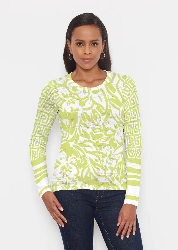 women's tops with flutter sleevesGreek Breeze Lime (8165) ~ Signature Long Sleeve Crew Shirt