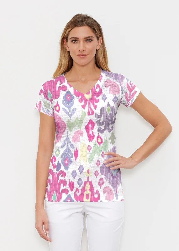 women's tops for cozy nights inSpring Pastel (8155) ~ Signature Cap Sleeve V-Neck Shirt