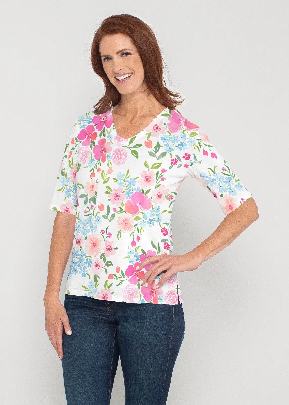 women's tops for those who love to experiment with fashionRosie Dots (8053) ~ Signature Elbow Sleeve V-Neck Top