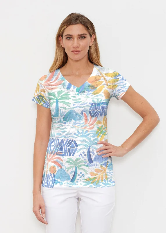 women's tops with sleeveless designsBahama Mama (17256) ~ Signature Cap Sleeve V-Neck Shirt