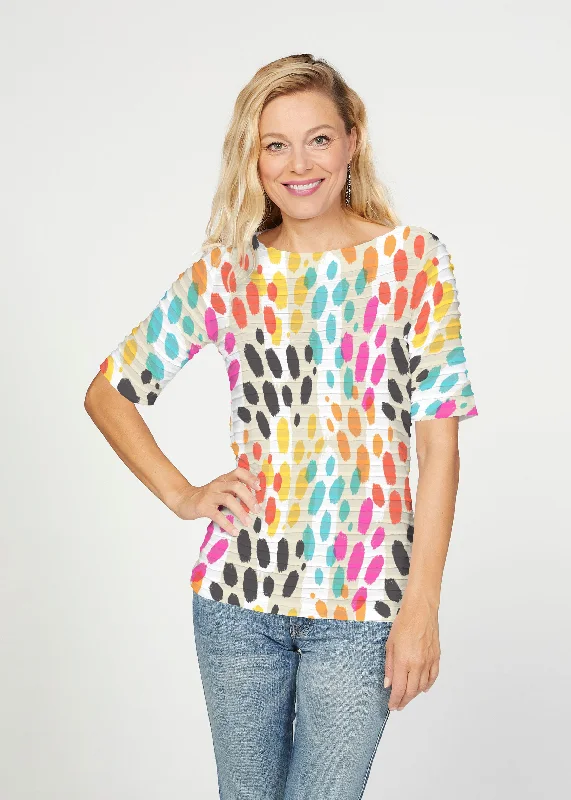 women's tops for those who love bold and vibrant colorsSanta Fe (14267) ~ Banded Elbow Sleeve Boat Neck Top