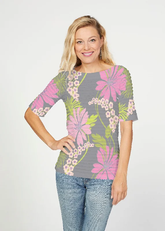 women's tops for those who seek both style and comfortLeeLee (14304) ~ Banded Elbow Sleeve Boat Neck Top