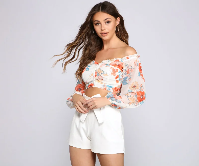 women's tops for those who love to experiment with fashionFresh Floral Chiffon Corset Top