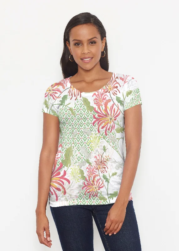 women's stylish topsLucia Green (8089) ~ Short Sleeve Scoop Shirt