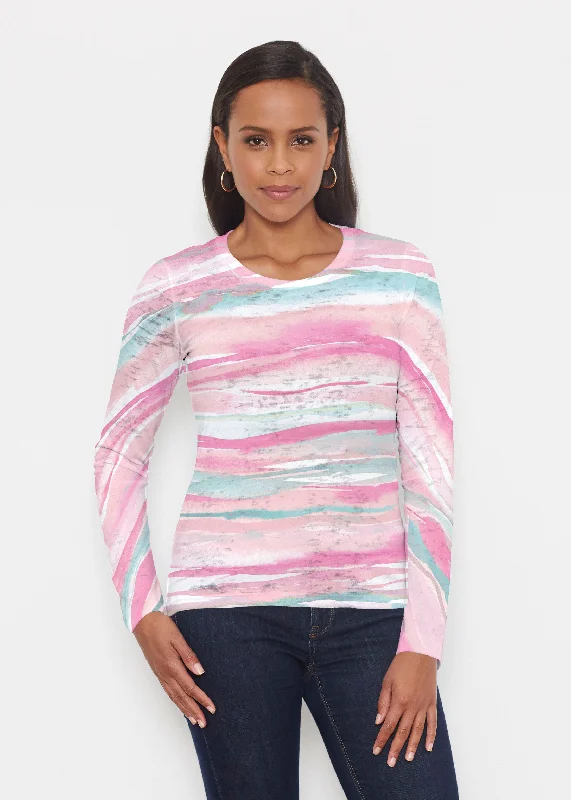 women's tops for minimalist aestheticsSand Dunes Pink (16250) ~ Signature Long Sleeve Crew Shirt