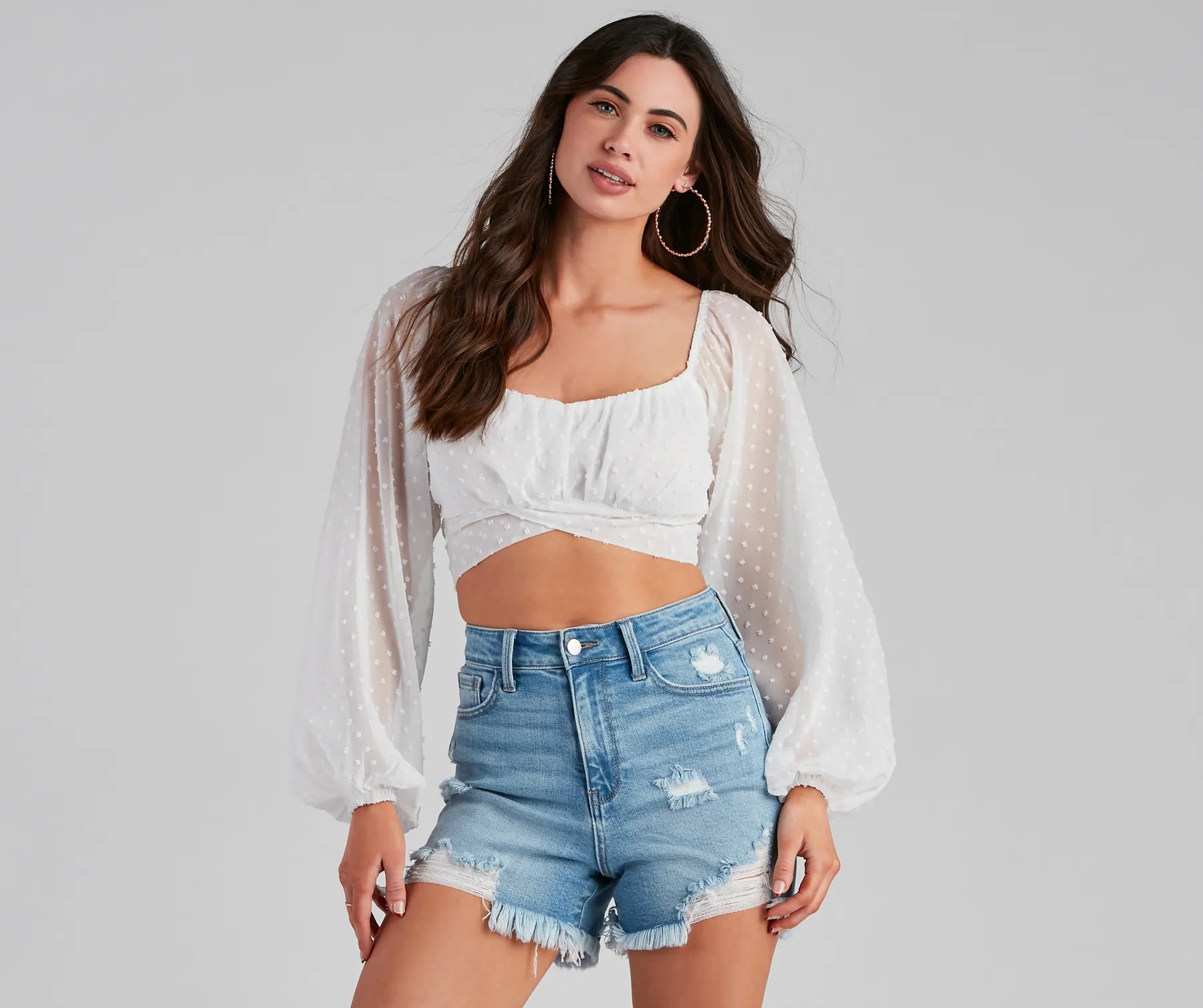 women's tops for those who want to invest in timeless piecesBreezy And Chic Sheer Crop Top