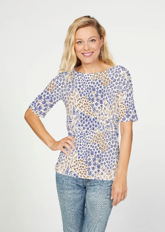 women's tops for those who want to add a touch of elegance and sophistication to their everyday wearAnnabelle Autumn (8058) ~ Banded Elbow Sleeve Boat Neck Top