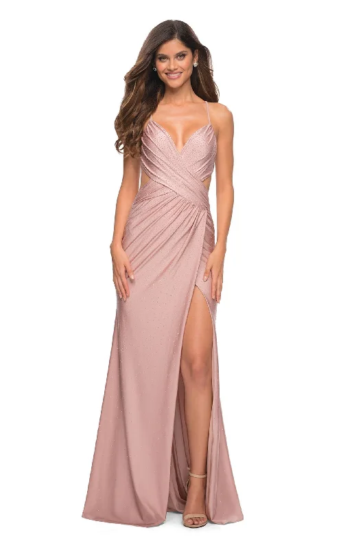 women's satin dressesLa Femme 30504CL Dress